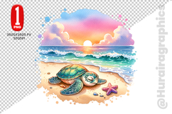 Cute Turtle Clipart - PNG File Product Image 2