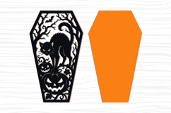 Black Cat &amp; Pumpkin Halloween Coffin SVG Product Image 3