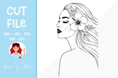 Woman portrait with flowers silhouette,cut file, T-shirt SVG Product Image 1