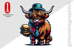 Cute Highland Cow Clipart - PNG File Product Image 1
