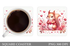 Valentines Squirrel Coaster. Cute Squirrel Coaster Design Product Image 1