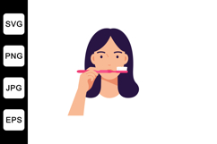 Woman brushing teeth in flat style colorful vector art Product Image 1