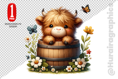 Cute Highland Cow Clipart - PNG File Product Image 2