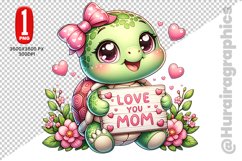 Cute Turtle Clipart - PNG File Product Image 1