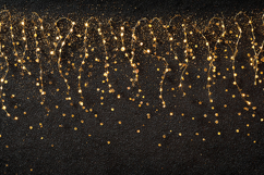 Gold Lights and Glitter Effect on Black Background Product Image 1