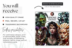 Demon Clipart, Halloween clipart, Demonic portrait clipart Product Image 2