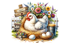 Cute Hen Clipart - PNG File Product Image 2