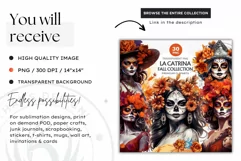 La Catrina Day of the Dead, Sugar Skull Clipart,mexican girl Product Image 2