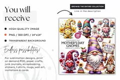 Gnome clipart, Mother's day Clipart, Gnome sublimation PNG Product Image 3