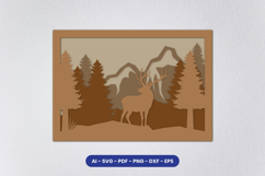 Layered Deer Forest Laser Cut SVG | Wildlife Mountain SVG Product Image 1