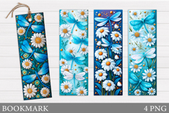 Dragonfly Bookmark Design. Flowers Bookmark Printable Product Image 1