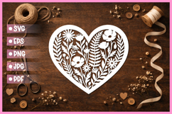 Paper Cut Floral Heart , Paper Cut Heart SVG Product Image 1