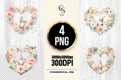 Floral Gnome Heart Wreath Clipart Sublimation PNG Product Image 1