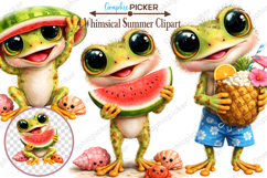 Whimsical Frog Clipart, Summer Frog PNG, Summer PNG Product Image 1