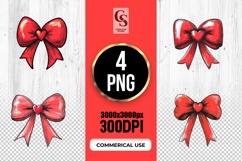 Red Heart Bow Illustrations Clipart Sublimation PNG Product Image 1