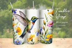Watercolor Hummingbird Tumbler Wrap Sublimation Product Image 1