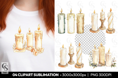 Vintage Candle Light Clipart Sublimation PNG Product Image 1