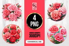 Carnation Flower Clipart Sublimation PNG Product Image 1