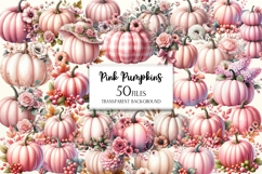 Pink Pumpkins Clipart, Pink Halloween PNG Product Image 1