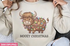 Mooey Christmas PNG, Highland Cow Sublimation PNG Product Image 2
