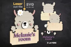 Lama Children's Room Sign SVG Laser cut file for Glowforge Product Image 1