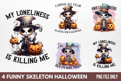 Funny Skeleton Halloween Sublimation PNG Product Image 1