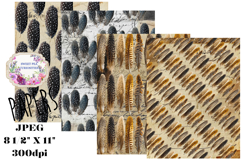 Feathers, Papers, Mixed Media, Junk Journal, Sepia, Black Product Image 1