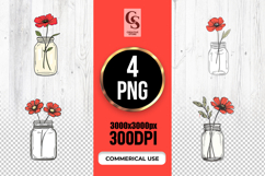 Single Flower Mason Jar Clipart PNG Product Image 1