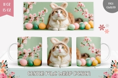 Funny Easter Cat Mug Wrap, Easter Eggs Mug Design Product Image 1