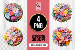 Colorful Floral Flower Ball Clipart Sublimation PNG Product Image 1