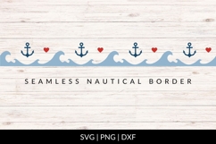 Seamless Nautical Anchor And Heart Border SVG Product Image 1