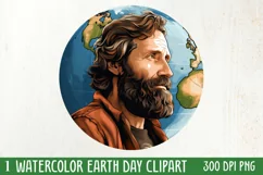Watercolor Earth Day Clipart, Planet Earth Clipart Product Image 1