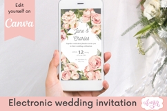 Floral Smartphone Wedding Invitation editable on Canva Product Image 1