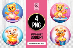 Birthday Bear Candle Clipart Sublimation PNG Product Image 1