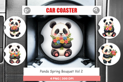 Car Coaster Panda Spring Bouquet Product Image 1