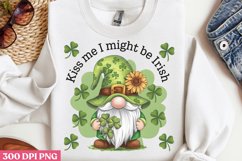 Kiss me I might be Irish PNG, St Patricks Day Gnome Sublimat Product Image 2