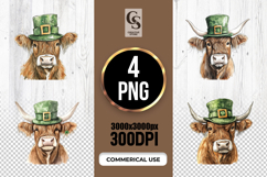 St Patrick’s Day Highland Cow Clipart Sublimation PNG Product Image 1