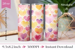Lovely Hearts Tumbler Wrap Design, Valentine's Day Tumbler Product Image 1