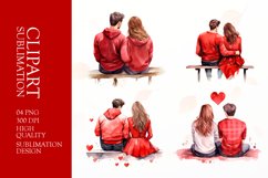 Valentines Day watercolor Romantic Couple Clipart Product Image 1