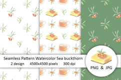 Sea Buckthorn Watercolor Seamless Patterns Print Berries Product Image 1