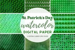 St Patrick's Day Scrapbooking Digital Paper Green Shamrocks Product Image 1