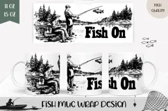Fish On Mug Wrap, Fishing Mug, Fisherman Mug Sublimation Product Image 1