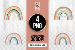 Boho Pastel Rainbow Clipart Sublimation PNG Product Image 1