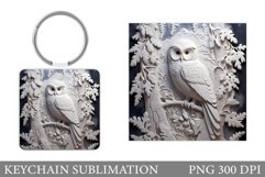 Winter Owl Keychain. Owl Keychain Sublimation Product Image 1