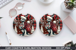 Kangaroo Car Coaster Sublimation| Christmas Coaster PNG Product Image 1
