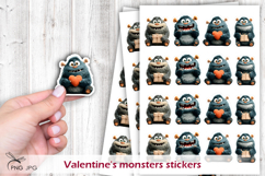 Valentine's monsters stickers- 4 Variations Product Image 1