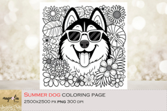 Summer Dog Coloring Page - Cute Dog in Sunglasses Printable Product Image 1