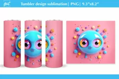 Funny big-eyed face tumbler sublimation, 3D tumbler design Product Image 1