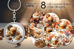 Watercolor Coffee| Car coaster &amp; key chain Christmas designs Product Image 1