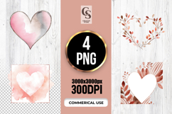Watercolor Neutral Heart Frame Clipart Sublimation PNG Product Image 1